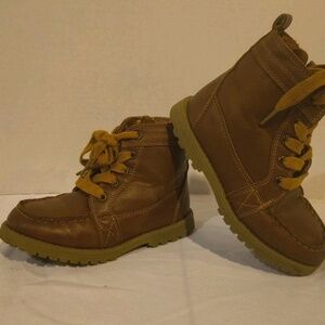 The Children's Place Side Zip Lace Up Ankle Boots Brown Tan Kids Boys Size 11